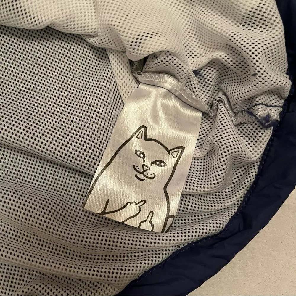 Ripndip Men’s Size Small Navy Windbreaker Jacket Smiley Cat Animal Lover Fun